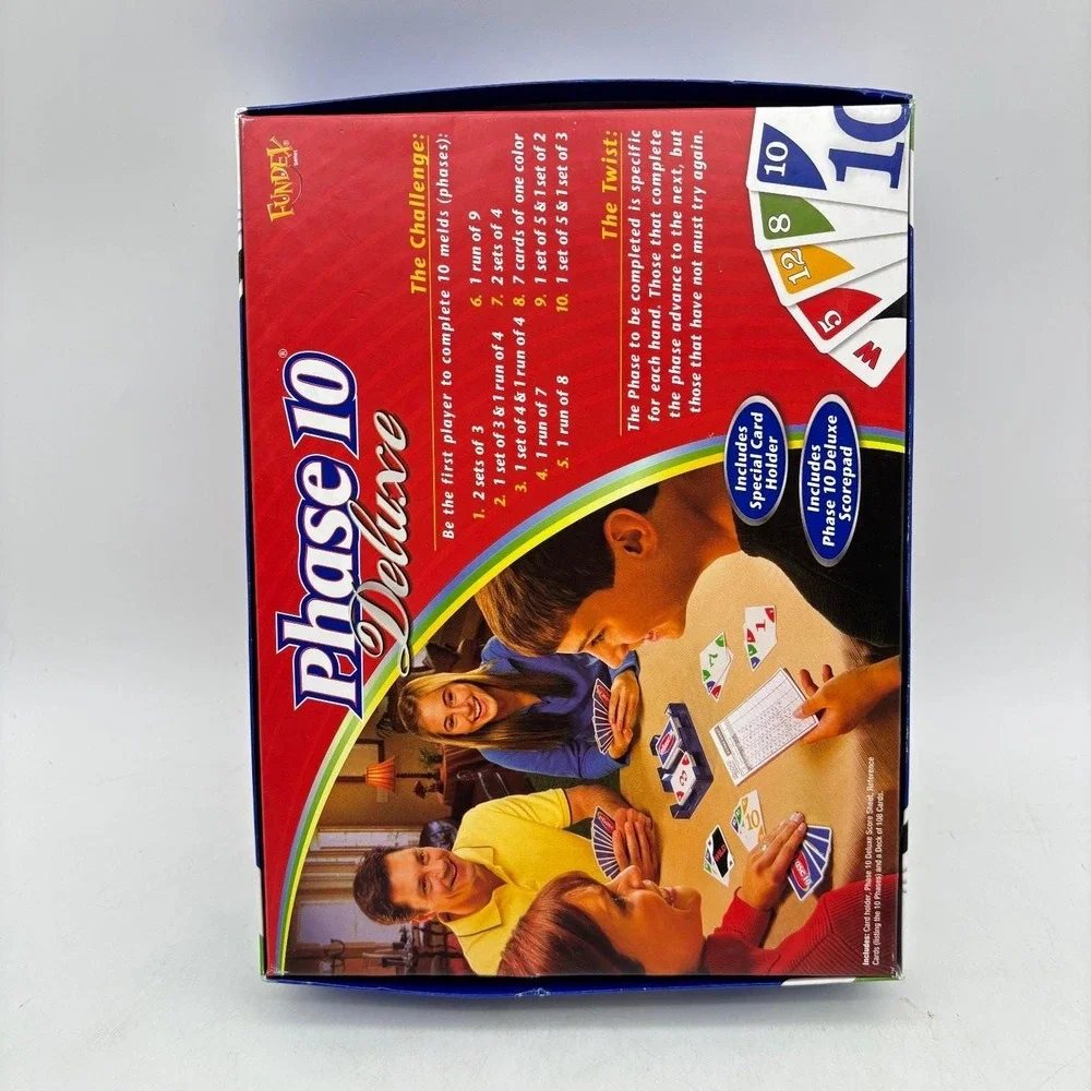 Phase 10 Deluxe Card Game Fundex Special Card Holder Scorepad COMPLETE